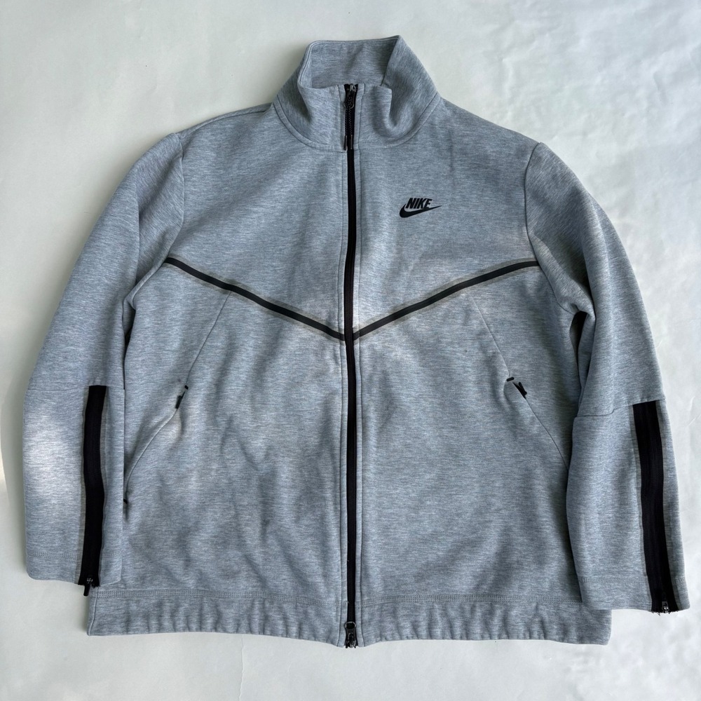Nike Tech Fleece Full Zip Track Jacket Women's Medium Gray Black CU4491-063